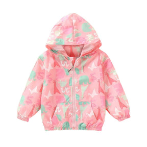 Girls Rain Jackets Lightweight Hooded Cotton Raincoats Windbreakers for Kids-PinkZoo