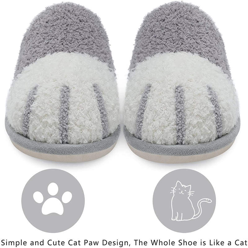 Memory Foam Unisex Slippers Comfortable Cute Animal Soft Shoes-Grey