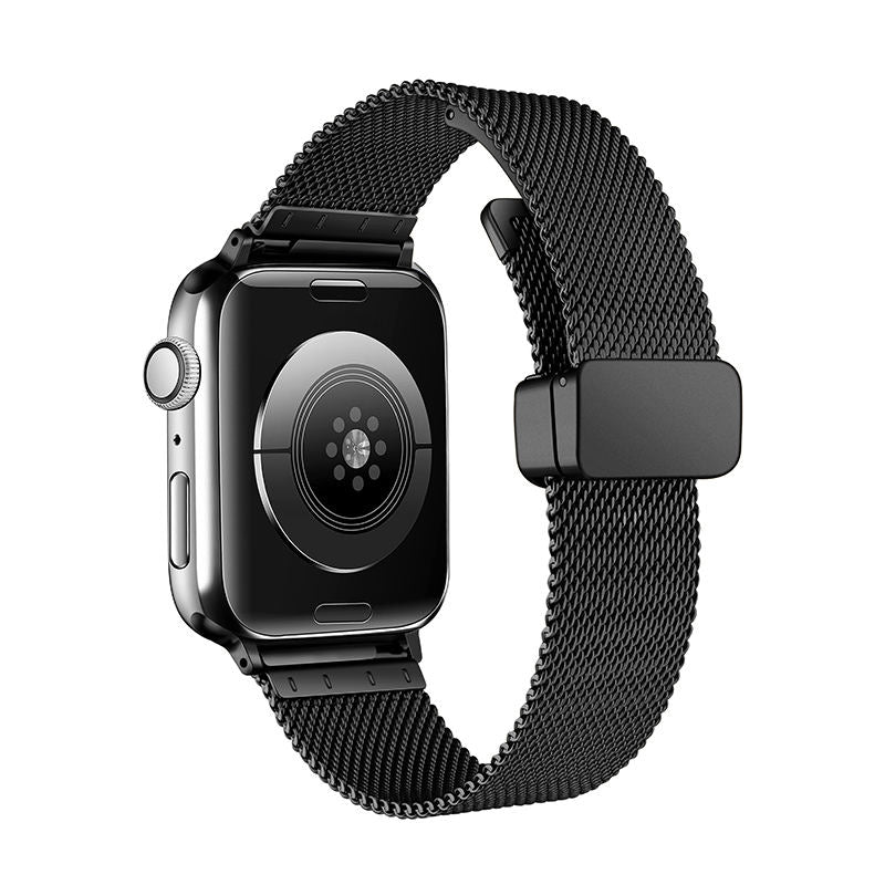 Fashion Magnetic Band Mesh Loop Metal Adjustable for Apple Watch-Black