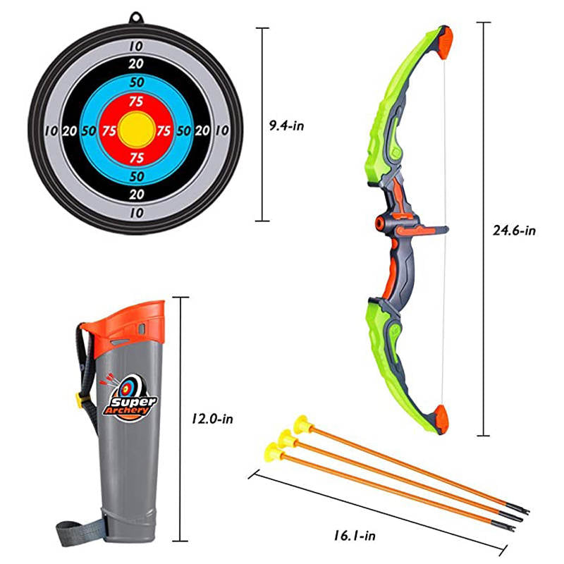 Archery Bow and Arrow Toy for Kids with Target and Quiver LED Illuminated Garden Fun Game-554A