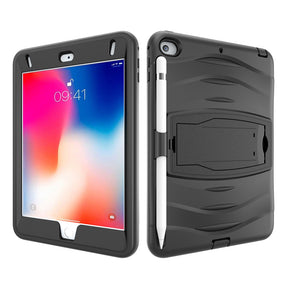 Shock Wave Design Kickstand Case Heavy Duty Rugged Anti-Fall Protection With Pencil Holder For 7.9inch iPad Mini 4/5-Black