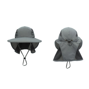 Unisex Outdoor Activities UV Protecting Sun Hats with Adjustable Neck Flap-Dark gray