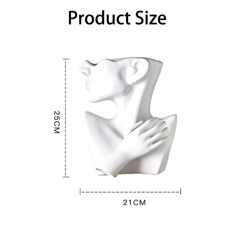 25cm Height Statue Flower Vase Face Pots Bust Head Shaped for Birthday Gifts Home Office Decoration