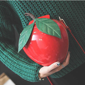 Fashion Apple Shape PU Handbag Cartoon Shoulder Bags Purse-Red
