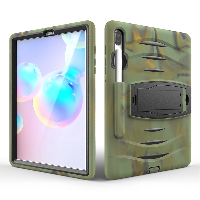 Shock Wave Kickstand Case Anti-Fall Protection With Pencil Holder For Samsung Tab S6 10.5inch T860/T865/T867(2019)-Camouflage