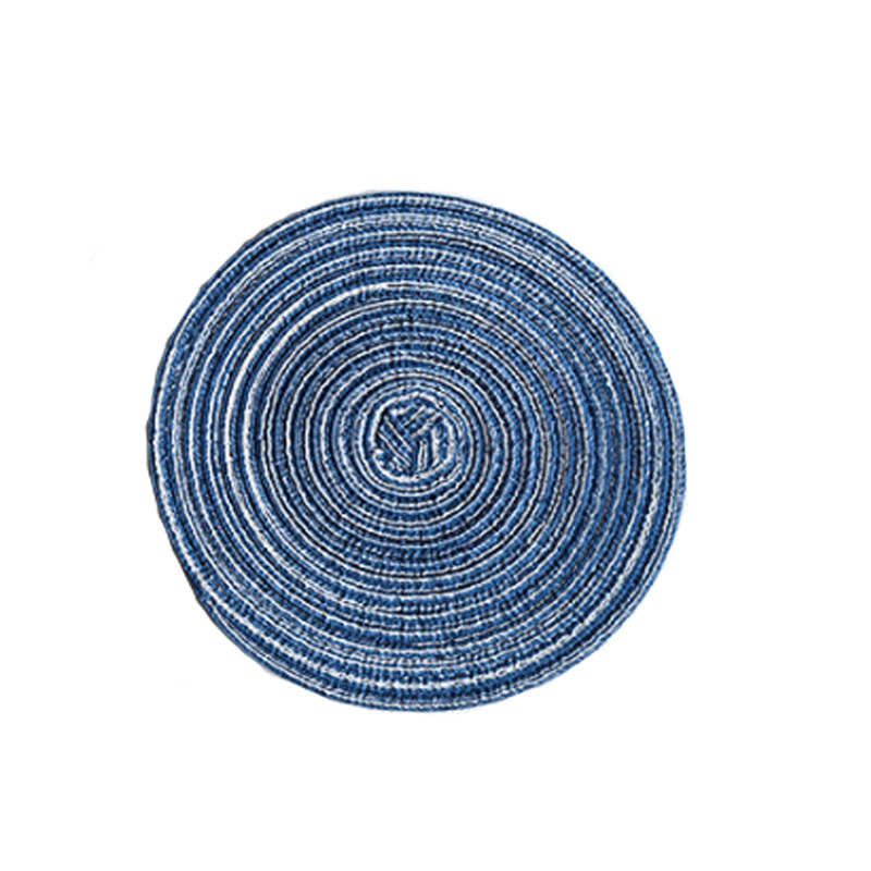 6 Pack Round Braided Placemats Washable Kitchen Table Mats for Home Wedding Party-Blue