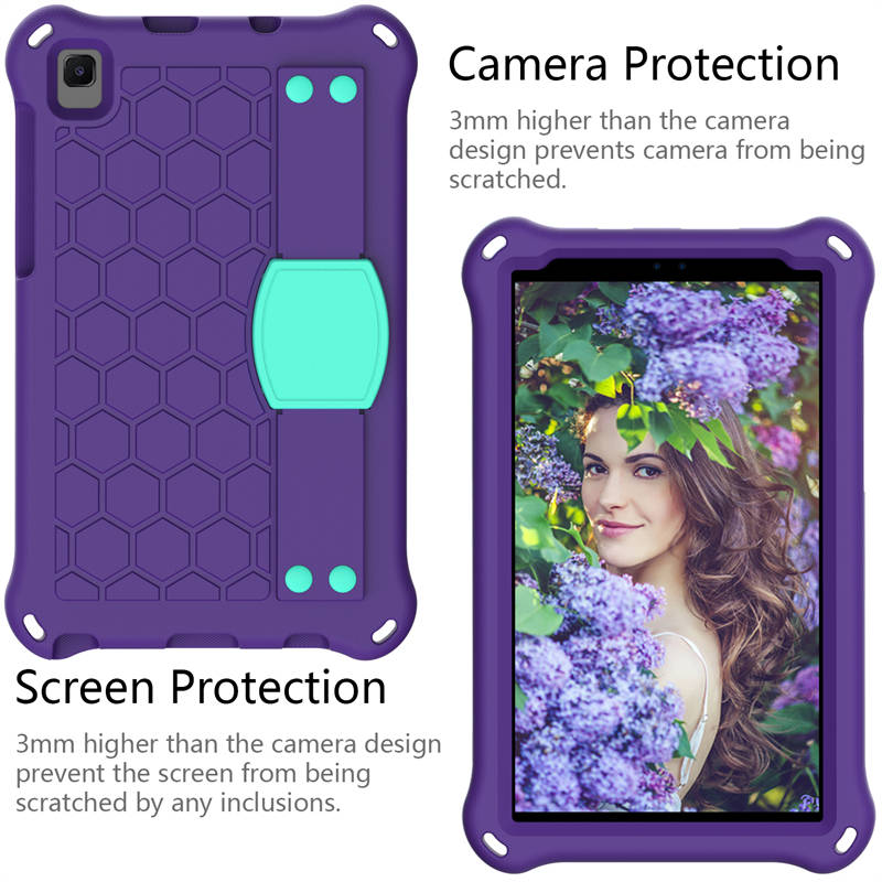 Hive Tablet Case For SamSung Tab A7 Lite 8.7(T220/T225) 2021/Tab A8 (P200/P225) 2019 Durable Stand Cover With Shoulder Strap-PurpleAqua