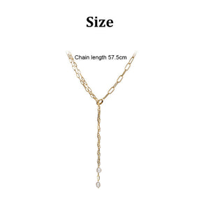 Paper Clip Necklace Pearl Pendant Collarbone Chain