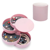 Home & LivingJewelry Storage Box 4-Layer Rotatable Jewelry Accessory Organizer Tray with Lid for Rings Bracelets -Pink