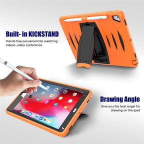 Shock Wave Kickstand Case Anti-Fall Protection With Pencil Holder For 9.7inch iPad 5/iPad 6/iPad Air2/iPad Pro9.7-Orange