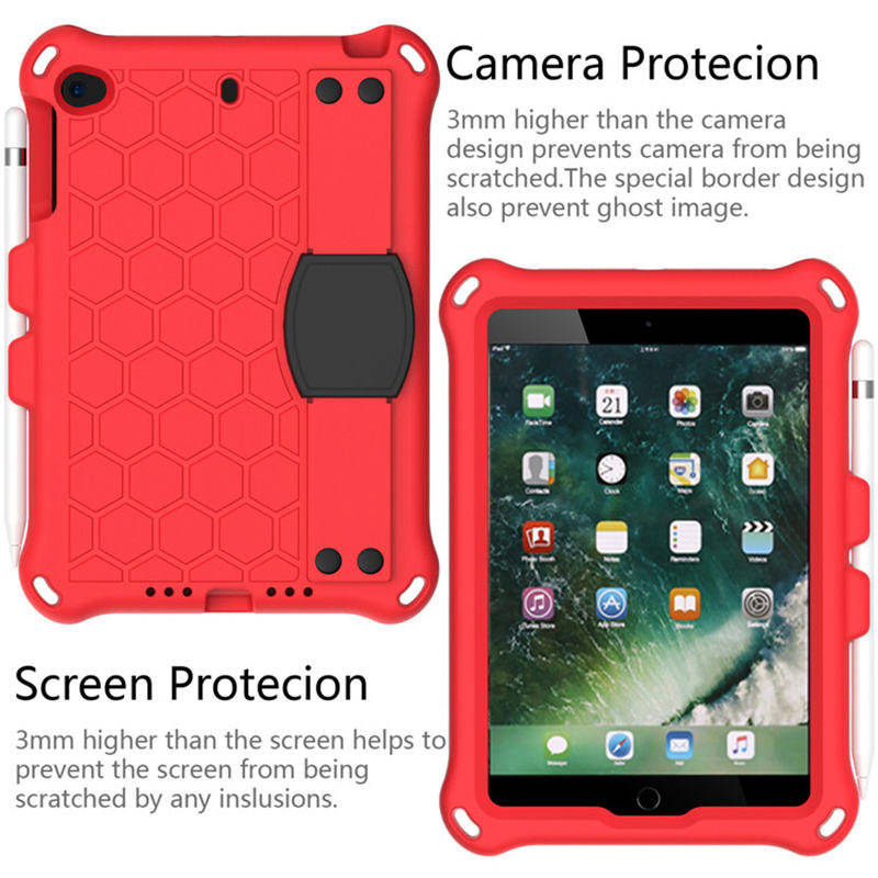 Hive iPad Case For iPad Mini 1/2/3/4/5 Durable Stand Cover With Shoulder Strap-RedBlack