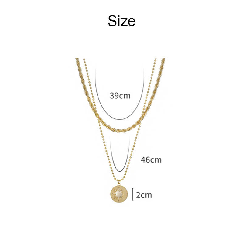 Gold Layered Necklace Thick Chain Personalized Cuban Coin Pendant For Women Girls-N21022