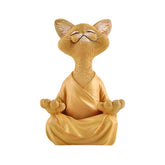 Buddha Cat Statue Yoga Collectible Home Decoration-Orange