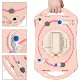 iPad Case Rugged Case with Handle Stand Shoulder Strap for iPad 10th 10.9 Inch 2022-Pink