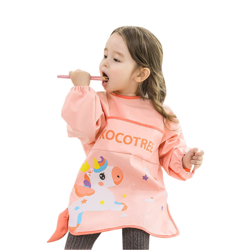 Children Waterproof Art Smock Painting Round Neck Aprons-Unicorn