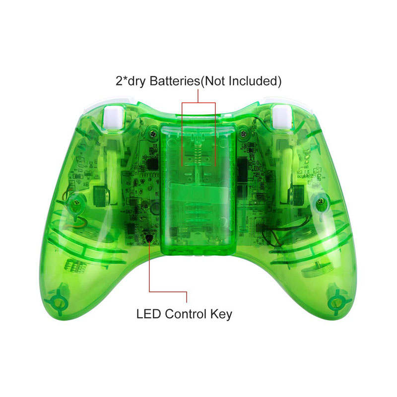 Wireless Controller Double Motor Vibration for Xbox 360 Windows-Green