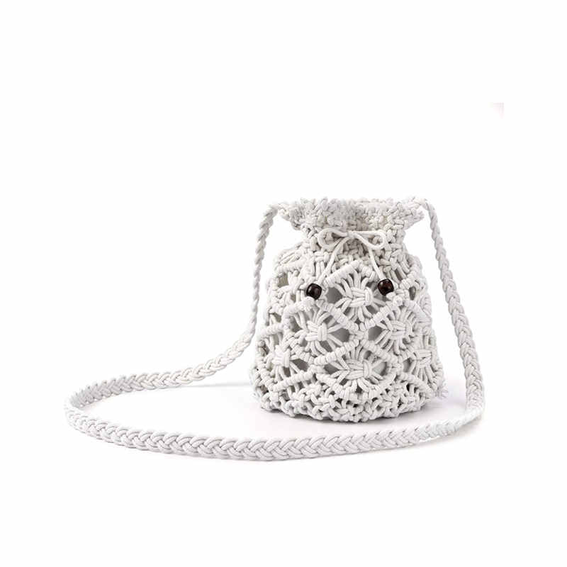 Womens Hand Woven Crossbody Bag Beach Casual Shoulder Bag-White