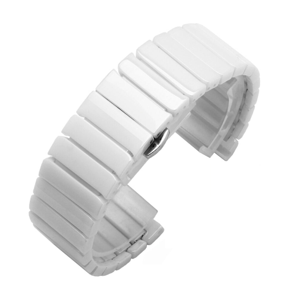 1 Rows Ceramic Watch Band With Butterfly Buckle For Samsung Galaxy Watch 42/46mm Gear S3 Frontier/Classic(White)