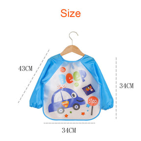 3 Pcs Baby Waterproof Cartoon Long Sleeve Bib Art Smock-A