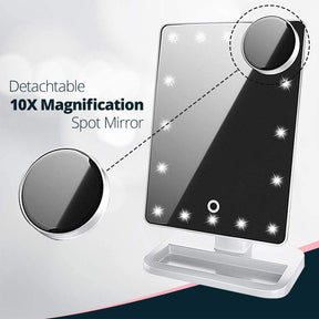 Bluetooth Makeup Mirror with10X Magnification Spot Mirror-White