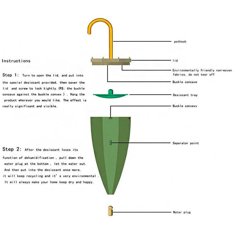 Pack of 4 Umbrella Shape Hanging Moisture Absorber for Wardrobe Multicolor