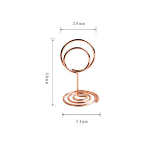 20 Pieces Mini Place Card Holders Table Number Stand Table Card Holder Wire Table Picture Photo Holder-Rose Gold-ring Shaped