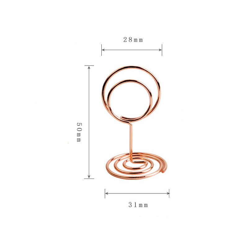 20 Pieces Mini Place Card Holders Table Number Stand Table Card Holder Wire Table Picture Photo Holder-Rose Gold-ring Shaped