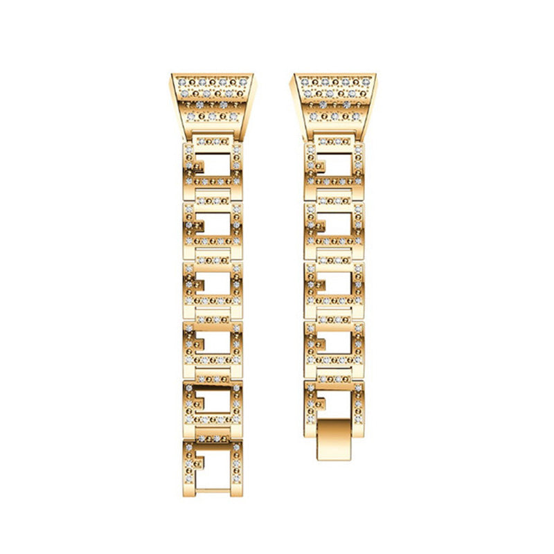 RZK Stainless Steel Watch Band Adjustable Wristband Replacement Sport Strap For Fitbit Charge 2 For Women-Gold