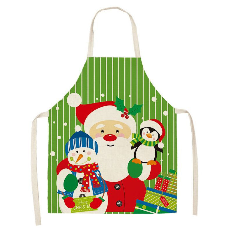 Happy Holiday Cartoon Print Aprons for Painting Cleaning Baking-A10