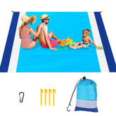 Sand Free Beach Blanket 82 x79inches Portable Waterproof Beach Mat-RoyalBlue White