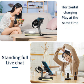 Intelligent 3-in-1 Wireless Fast Charge Station for iPhone Airpods Pro Apple Watch-White