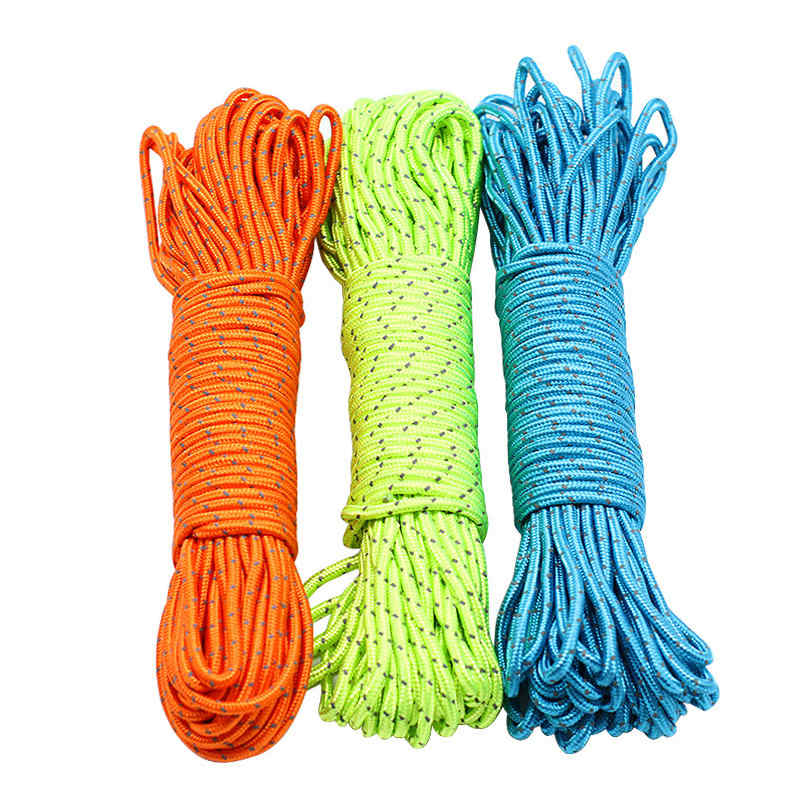 4mm Fluorescent Reflective Guyline Tent Rope Camping Cord Paracord 10m