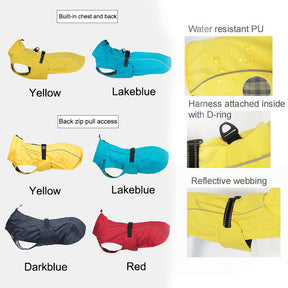 Dog Raincoat Adjustable Pet WaterProof Clothes Lightweight with Strip Reflective-Yellow
