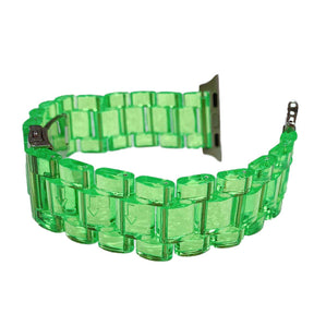 Clear Resin Band Bracelet for iWatch Series SE/6/5/4/3/2/1 with Stainless Steel Buckle-Green