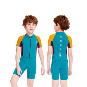 Adore Boys Wetsuit 2.5mm One-piece Warm Short-sleeved Children's Thickened Cold-proof Wetsuit-M150602K-Yellow