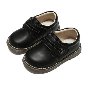 Toddler Boys Leather Loafers British Style Comfort Oxford Dress Shoes-Black