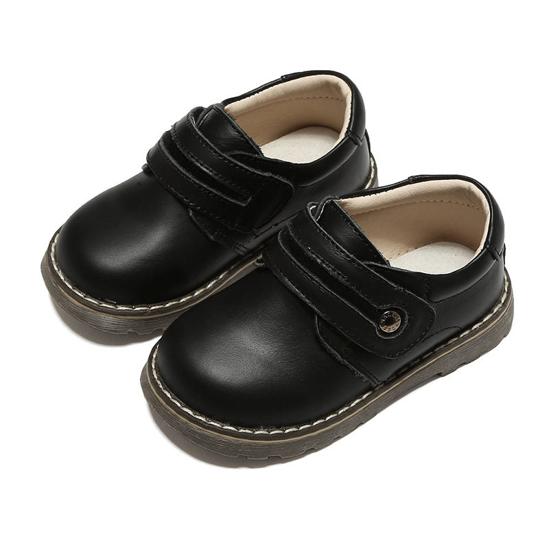 Toddler Boys Leather Loafers British Style Comfort Oxford Dress Shoes-Black