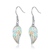 Fashion Opal Leaf Drop Dangling Earrings-White