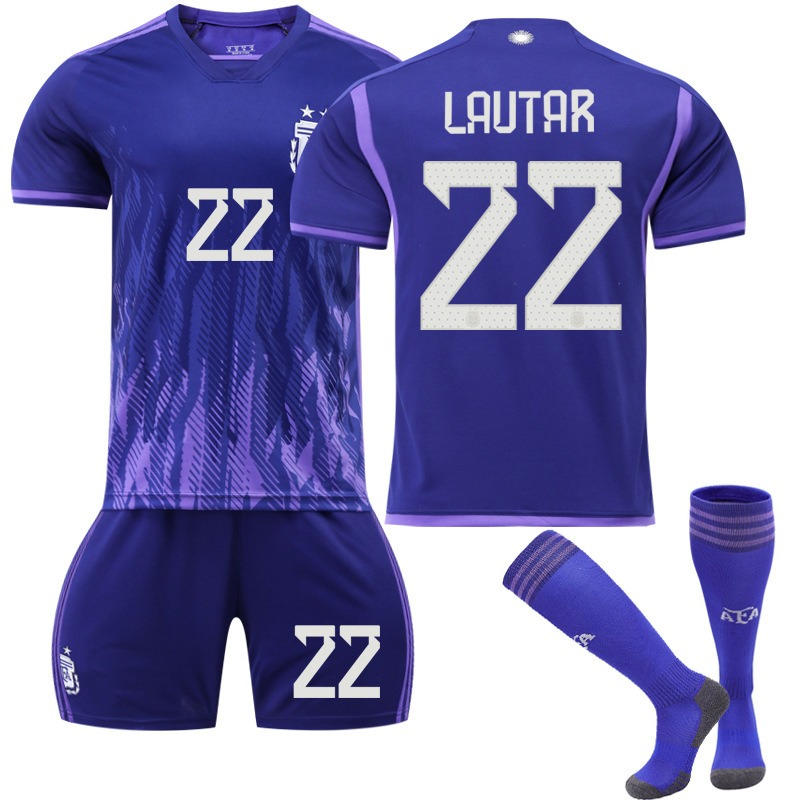 Martinez #22 Argentina Away Jersey 2022/23 Soccer Jersey Kit Football T-shirt Set For Adult Kids