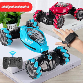 Remote Control Stunt Car with Light Music 360° Flips Rotating Off Road Vehicle Toys-Red