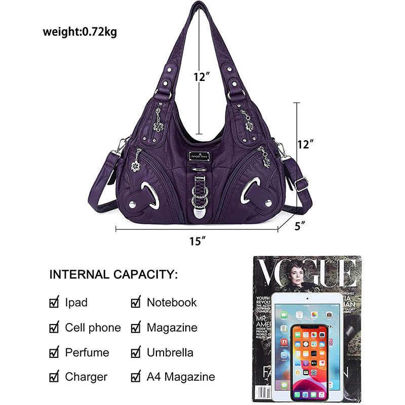 Womens Fashion Hobo Handbag Large Capacity Shoulder Bags-62Purple