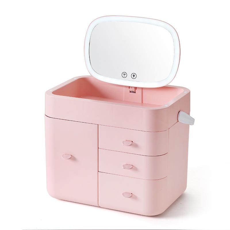 Home & LivingTouch LED Makeup Mirror Storage Box with 10X Magnifying Mirror