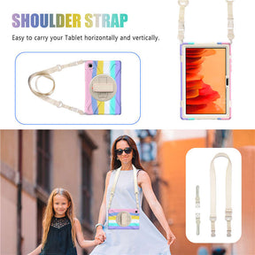 Samsung Tablet Case With Pencil Stand+Rotating Stand+Shoulder Strap For Tab A7 10.4 T500/T505/T507/T505N-Pink