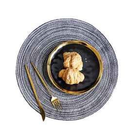 6 Pack Round Braided Placemats Washable Kitchen Table Mats for Home Wedding Party-Gray