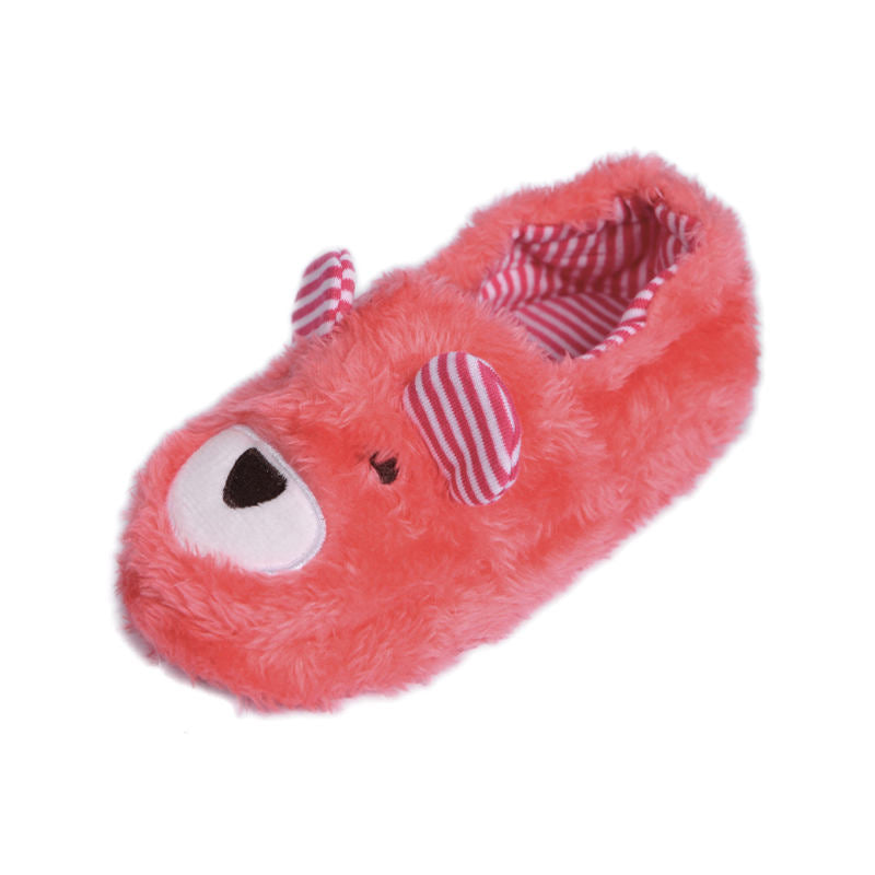 Toddler Boys Girls Slippers Cute Cartoon Bear Plush Warm Home Shoes-Pink