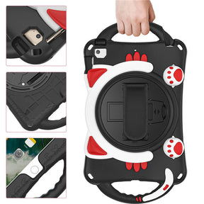 CatA iPad Silicone Case For iPad Mini 5 4 3 2 1 Built-in Handle Stand With a Strap-Black Red
