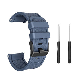 Soft Silicone Watch Strap For Garmin Fenix 2 Easy Fit 26mm Width Smart Watch Accessories Black Buckle-Navy Blue