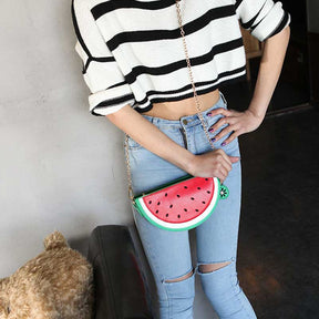 Women Shoulder Bag Cute Pineapple Shape Mini Bag-Watermelon