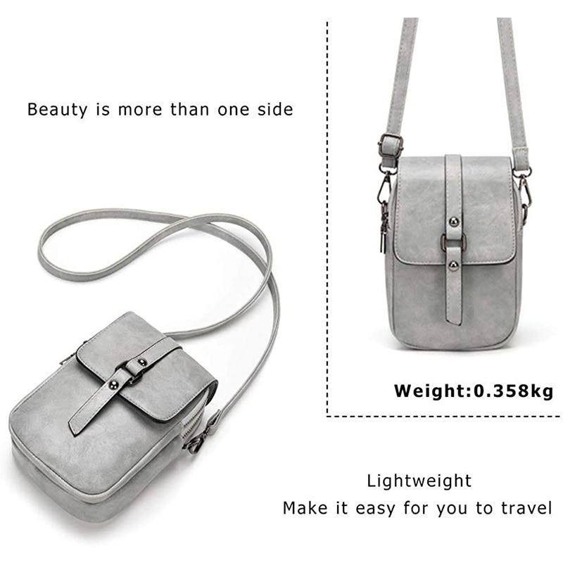 Women Vintage Crossbody Phone Bag Small Messenger Shoulder Bag-Grey