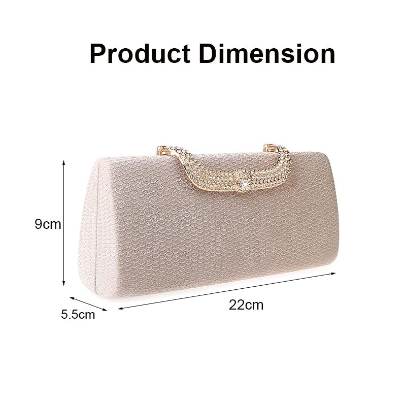Square Clutch Rhinestone Bag Design Fine Flash Evening for Women-Champagne